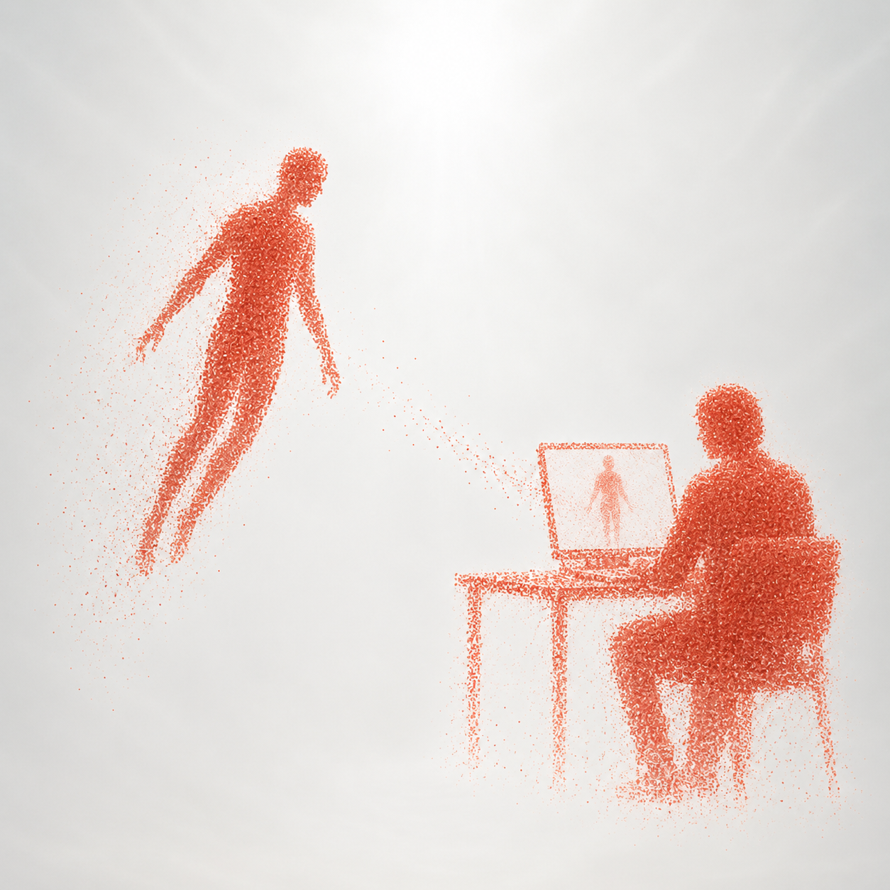 Ilustración sobre comunicaciones después de la muerte mediadas por tecnología